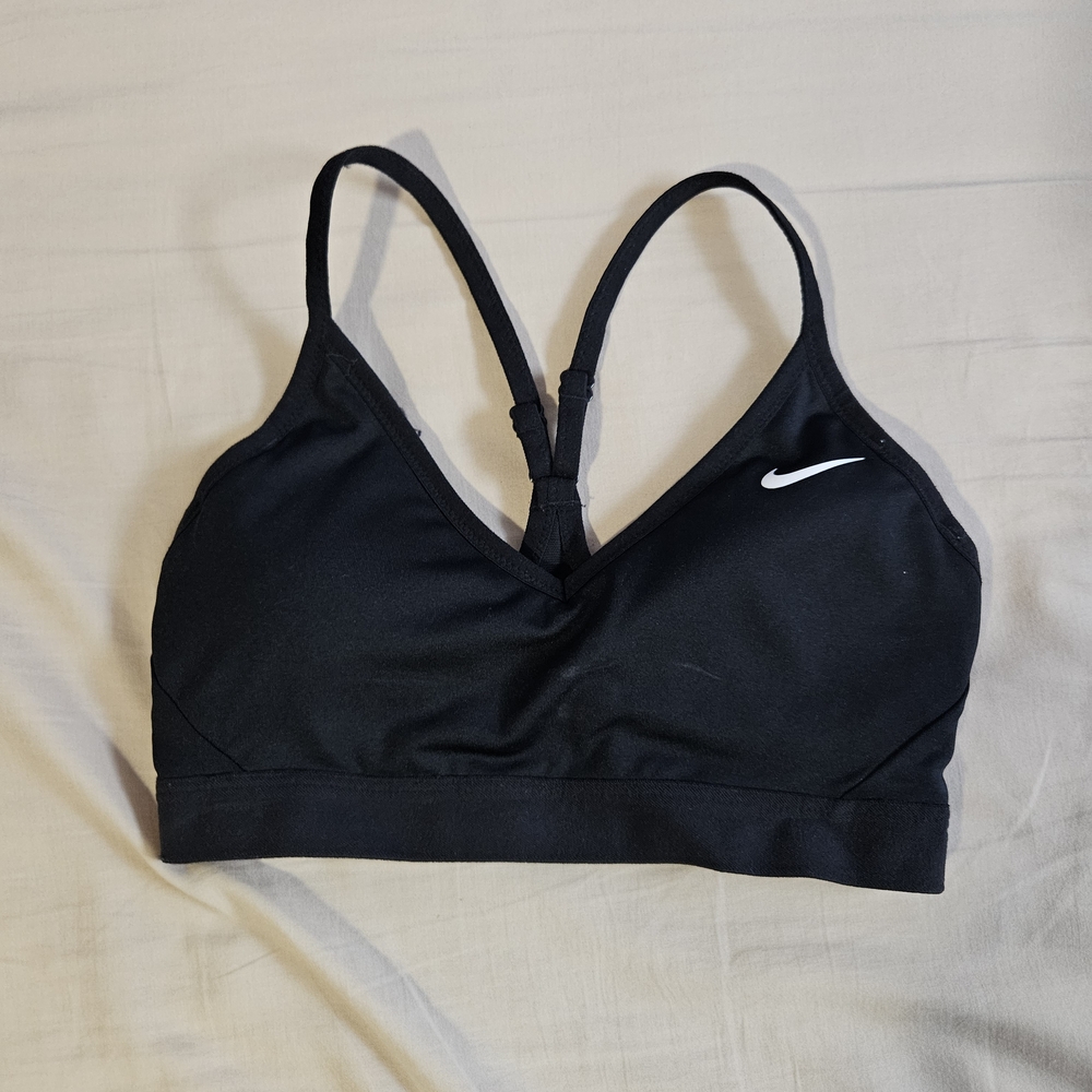 Nike Women's Black Sports Bra with White Logo